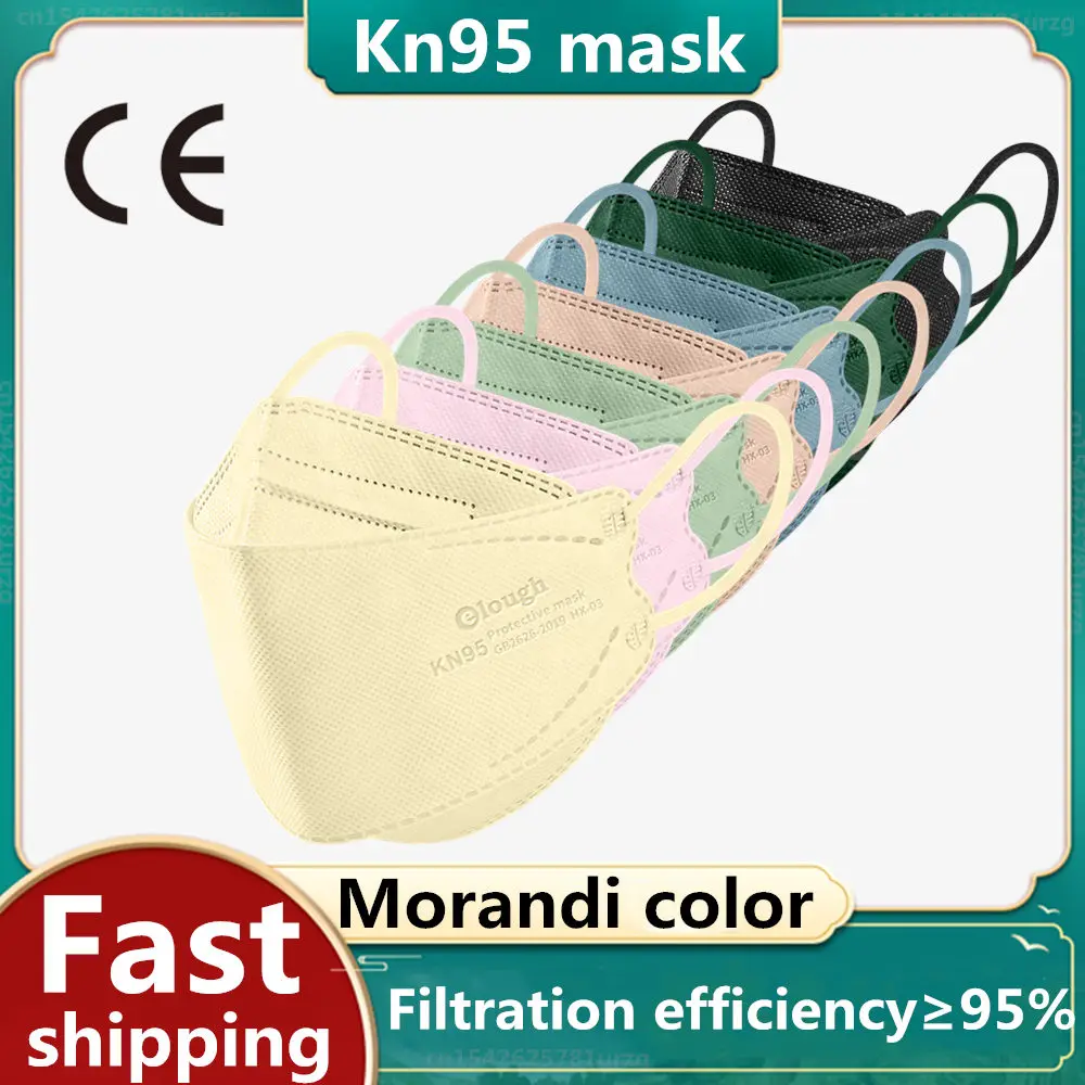 

Elough Macaron color Kn95 mask Mascarilla FFP2 Homologada españa 4 Layers KN95 Face Mask Reusable masks FPP2 Fish Mask ffp2mask