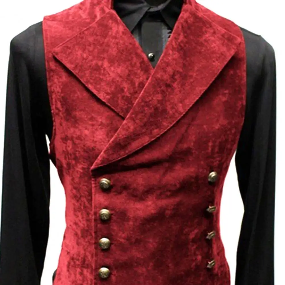 Description Picture 6 of itemFashionable Not Easy to Pilling Formal Waistcoat Streetwear Vest Double Breasted Sleeveless Slim Fit Vest for Working