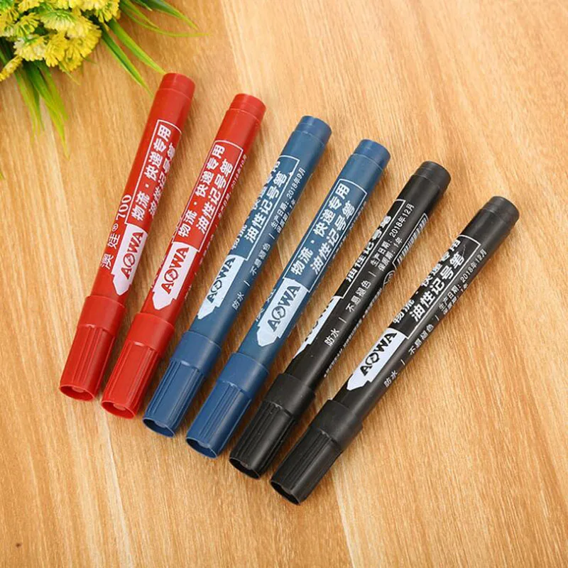 2pcs Thickening Marker Plastic Oily Waterproof Permanent Marker Pen South Korea Stationery Office Student Outdoor Ink Pen permanent marker pen marker pens permanent marker permanent markers markers pen