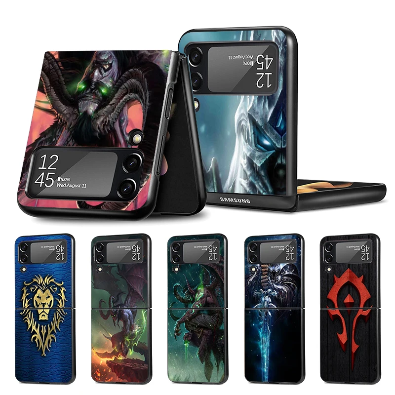W-World Of W-Warcraft W-Wow Custodia Per Telefono Per Samsung Galaxy Z Flip4 Flip3 5G Black Coque Z Flip 4 3 Hard Pc Luxury Cover Zflip3 Fa