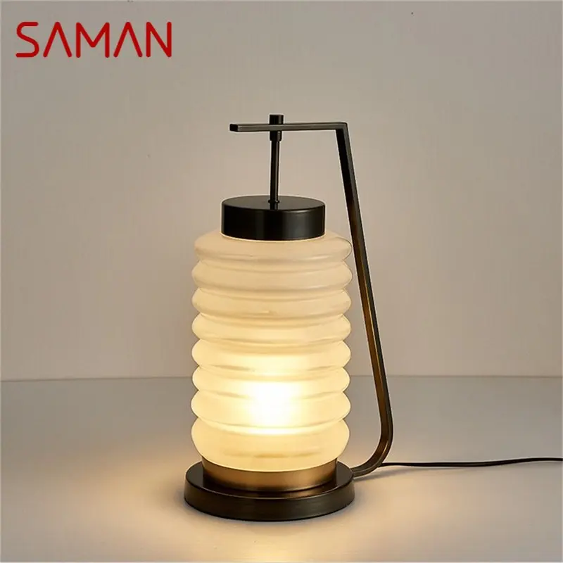 

SAMAN Chinese Style Table Lamp Modern Simple Creative Glass Desk Light LED Home Decorative Study Bedroom