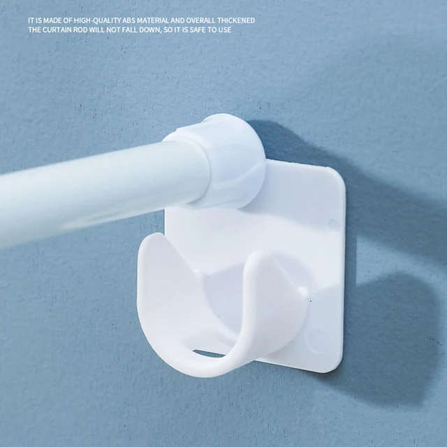 2/4 db Erős Függönyrúd Tartók Fali Ragasztóhorgok Szekrény Ruházat Sínek Rögzített Klip Fürdőszoba Zuhanyrúd Függő Állvány - Image 2