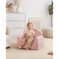 Kids Couch, 2-in-1 Soft Toddler Couch Fold Out, Toddler Chair Comfy, Convertible Sofa to Lounger, Kids Furniture for, Pink Shell 6