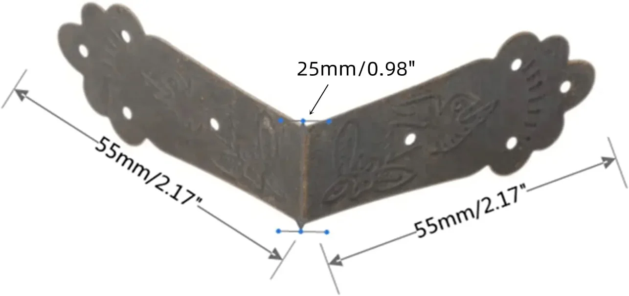 12Pcs Vintage Metal Decorative Corner Bracket Corner Protector Guards Edge Cover for Wood Chest Case Box with Screws 55*55*25mm