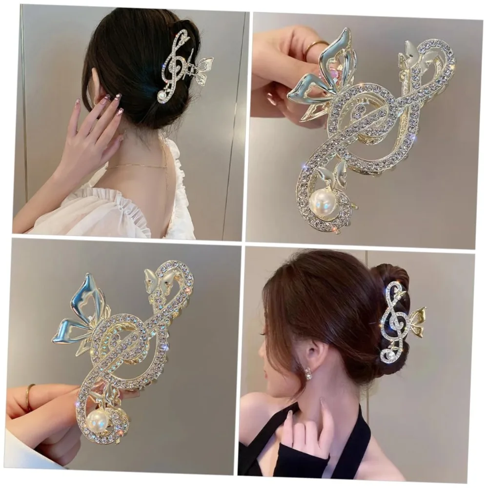 Rhinestone Music Note Hair Clip for Women Thick Hair Accessories
