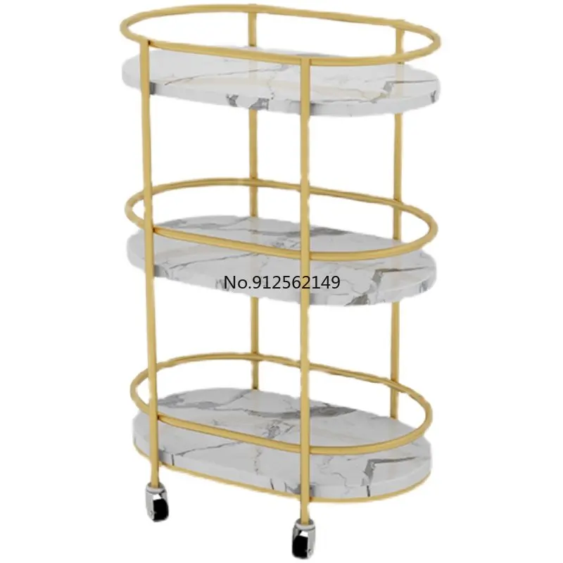 Beauty salon trolley marble texture tool cart nail salon mobile cosmetics multi-functional storage shelf salon furniture  트롤리