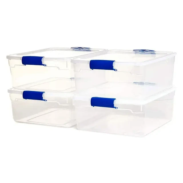 17 QT Plastic Storage Bins with Latching Lids Stackable Storage  Organization - AliExpress