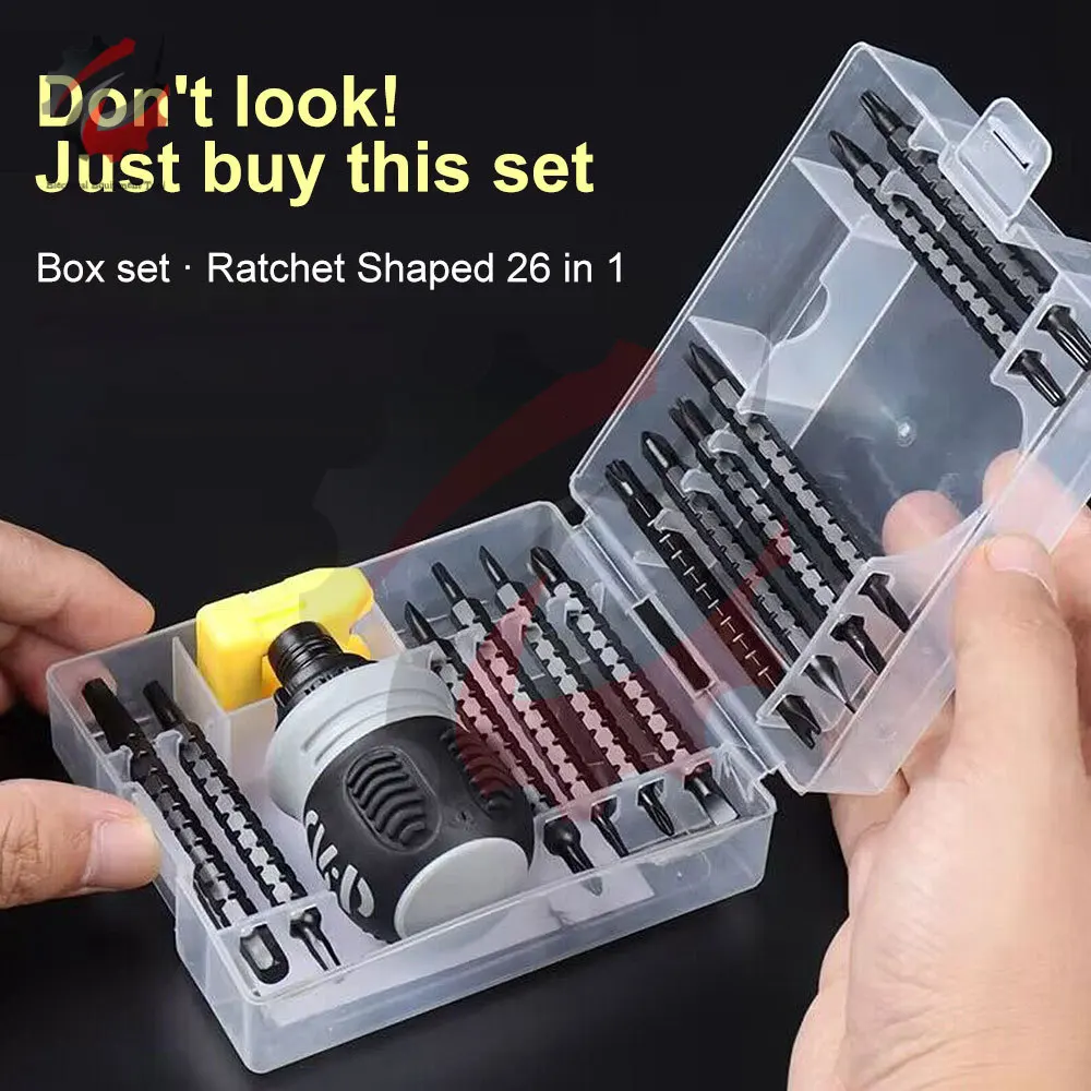 

26 in 1 Ratchet Screwdriver Set Magnetic Dual-purpose Batch Head Telescopic Labor-Saving Screwdriver Hand Tool