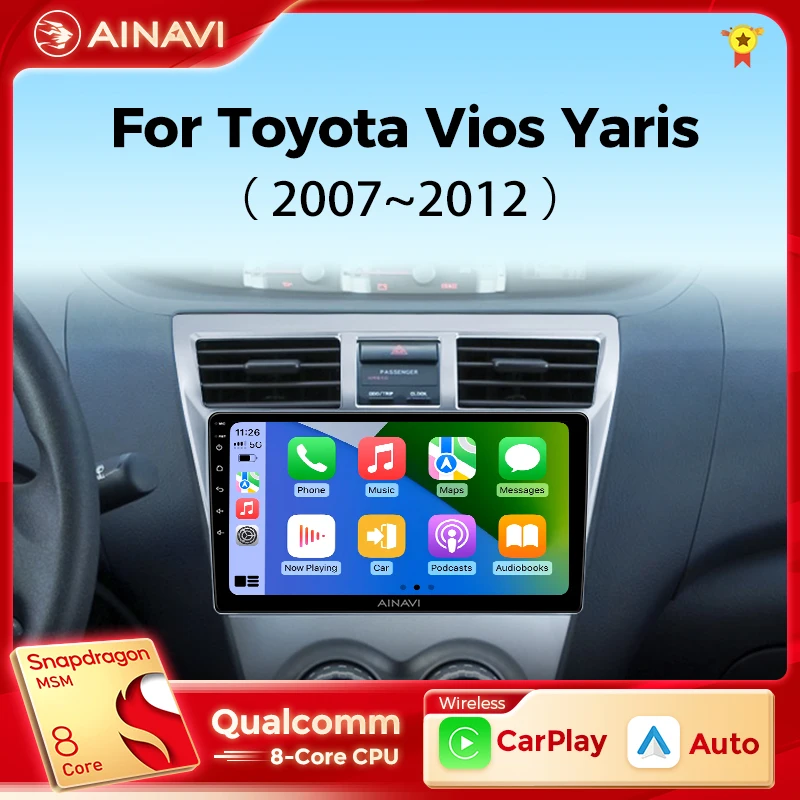 

Ainavi Carplay Android 12 For Toyota Vios Yaris 2007-2012 Car Radio Stereo Multimedia Player Video GPS Navigation BT No 2Din DVD