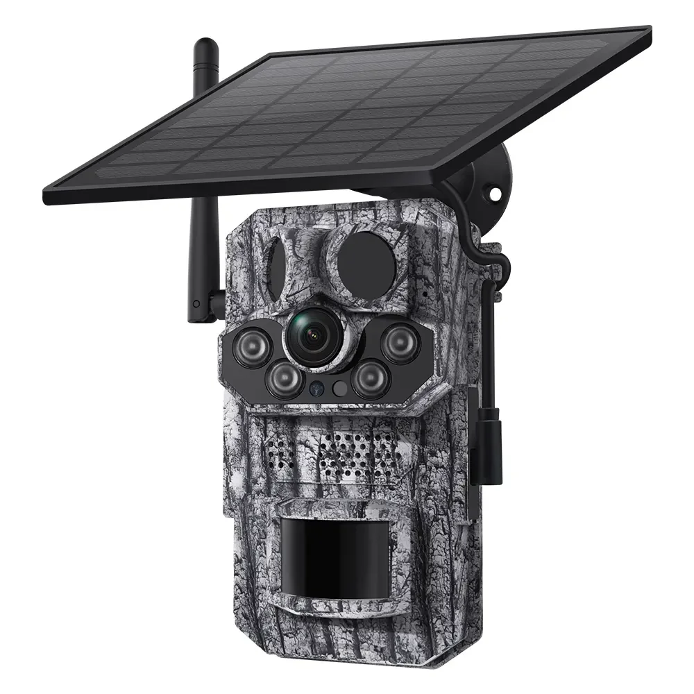 4G GPS Solar Powered Hunting Trail Camera Photo Trap with 125 Degree Wide Detection Angle 940nm Invisible LEDs 0.1s Trigger Time
