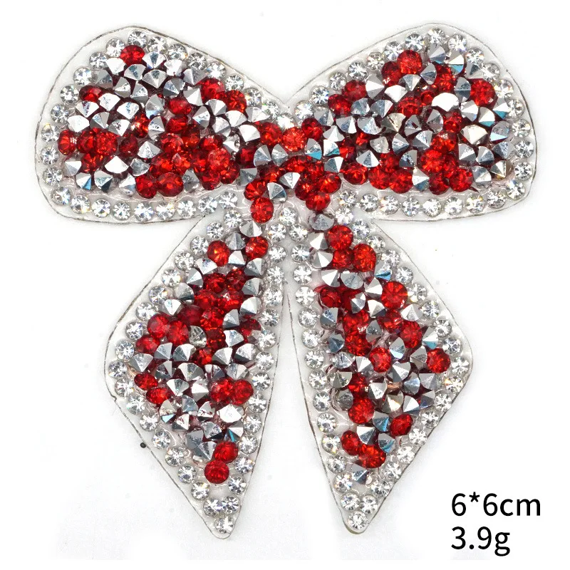 10 Farben Kristall Strass Schleife Eisen auf Patches Applikation für Kleidung Schuhbeutel Aufkleber Streifen Kleidung Aufkleber 6 cm * 6 cm – Detail 4