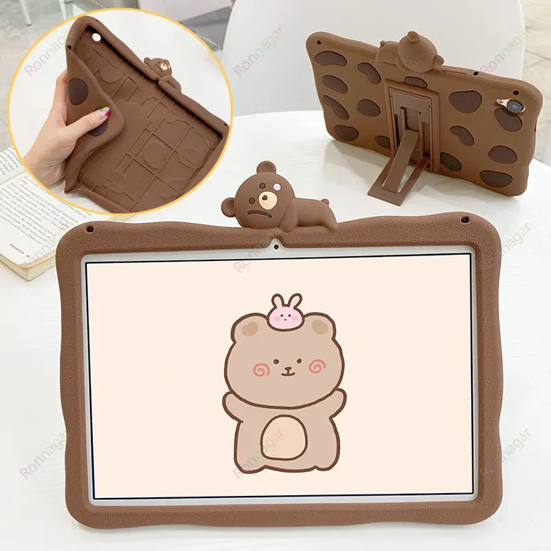 Kawaii Bear Funda Fodral för iPad Air1/2 /Pro 9.7 /5:e /6:e fodral Barn Silikonställ Fodral Pojkar Flickfodral för iPad 9.7 2017/2018_voghion.com