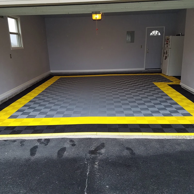 

Plastic Industrial Garage Floor Tiles, Interlock Outdoor Flooring with Edges and Corners, 400x400x18mm