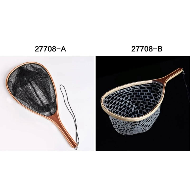 Nylon Fly Fishing Hand Weaving Net Wooden Handle Catch and Release