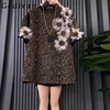 Spring Summer New Large Size Women Three-dimensional Flower Leopard Print T-shirt European Fashion Loose Crew Neck Korean Top