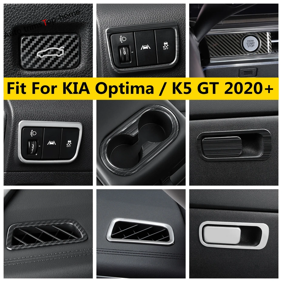 

Headlights Lamps / Water Cup Bottle Holder / Glove Box Sequins / Start Stop Button Cover Trim For KIA Optima / K5 GT 2020 - 2022