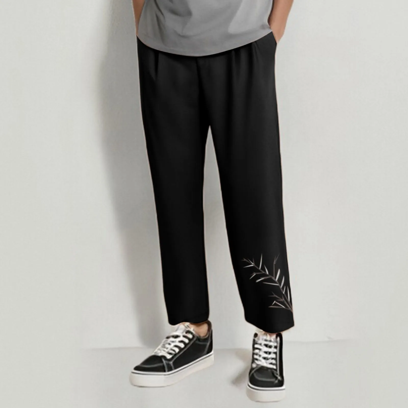 Men's Casual Trousers New Ice Silk Drape Embroidered Loose Men's Trousers 12 Sock