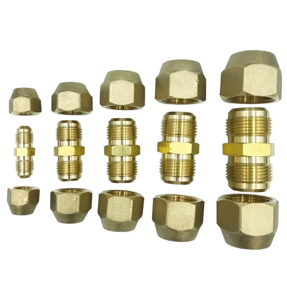 Equal Reducer Nipple Flare Tube OD 1/4" 5/16" 3/8" 1/2" 5/8" 3/4" 7/8" SAE-Standard Brass Pipe Fitting Connector Air Coniditoner