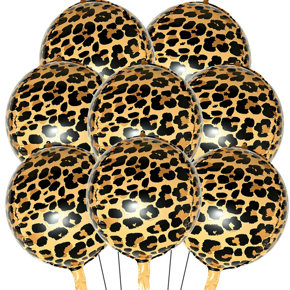 22-Zoll 4D Runder Ballon, Schwarzer Leopardenmuster Aluminiumfolienballon, Geeignet für Geburtstagsfeiern, Tarnungsdekoration, Dschungel – Detail 4
