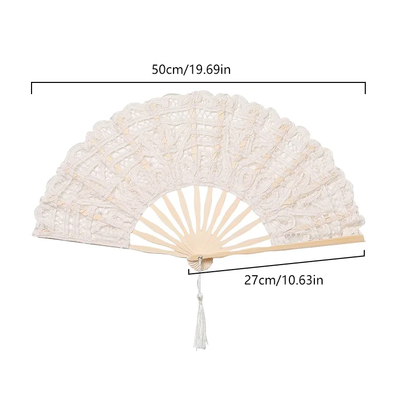 Chinese Folding Fans Vintage Bamboo Hand Fan Lace Silk Folding Hand Held Solid Fan Dance Wedding Party Decor Home Ornaments Gift images - 6