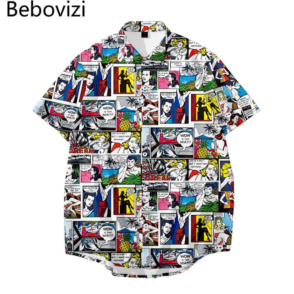 Men Hawaiian Shirt Streetwear Comic Books Print Beach Turn-down-collar Shirt Casual Summer Short Sleeve Oversized 4XL 5XL 6XL buildings in print 100 influential and inspiring illustrated architecture books