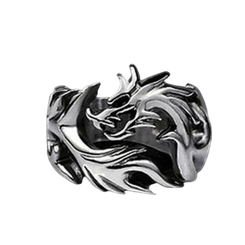 1 Pc Men Vintage Personality Daugon Ring Men Dragon Open Ring Fashion Retro Alloy Ring Punk Jewelry Tail Ring Hollow Out Jewelry