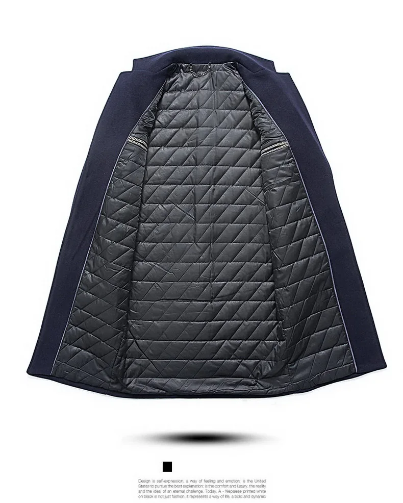 Business-Casual Herren Mittellange Wollmäntel 2026 Winter Einfarbige Warme Woll-Windbreaker-Jacken Oberbekleidung Verdickter Top-Mantel – Detail 10