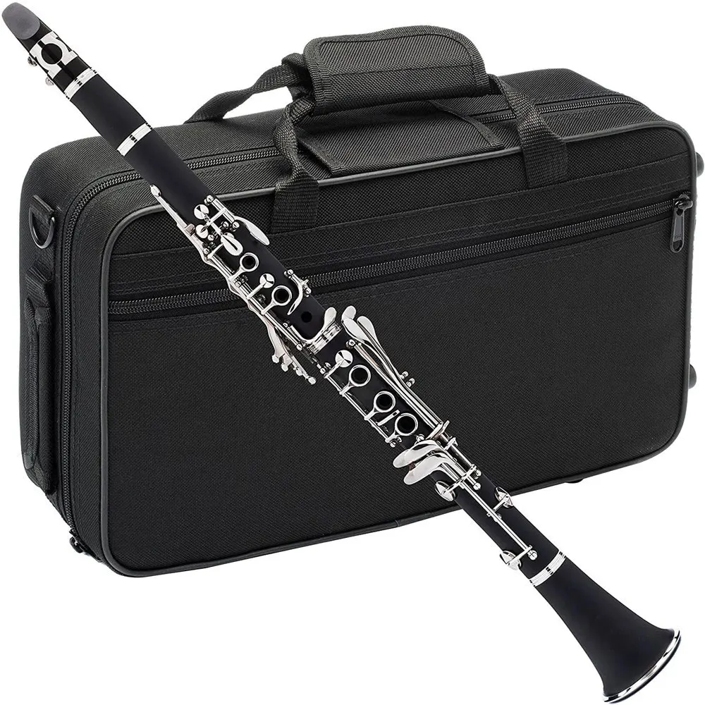 

Bb Clarinet 17 Keys Flat High Woodwind Instrument Bakelite Tube Nickel-plated Keys With Strap Cloth Case Accessory Set Gift