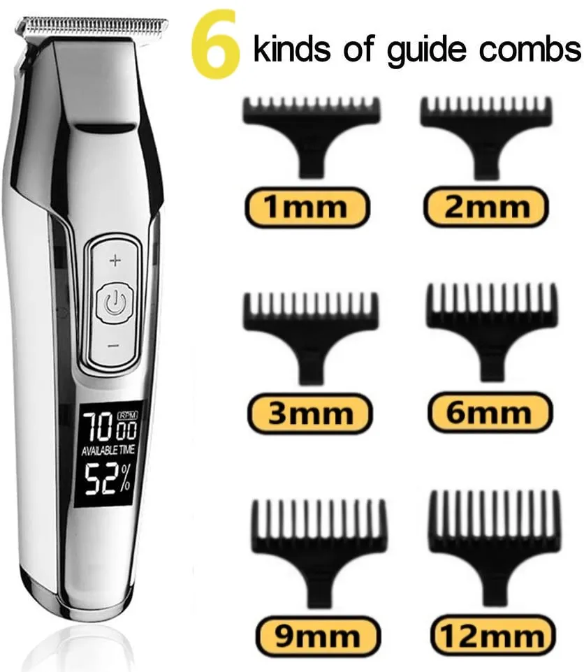 Professional Hair Clipper Beard Trimmer for Men Adjustable Speed LED Digital Carving Clippers Electric Razor KM-5027 4