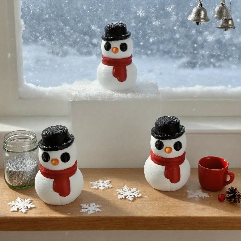 3D Printed Mini Snowman Ornament 1