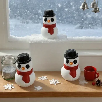 3D Printed Mini Snowman Ornament 1