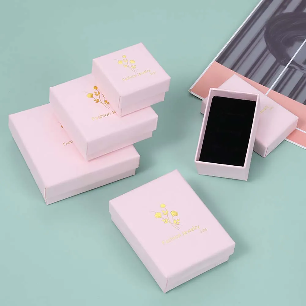 24pcs Pink Paper Jewelry Packaging Boxes Hot Roses Fashion Jewelry Gift box Necklace Bracelet Rings Earrings Organizer Case