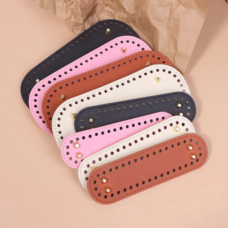 

1Pc Long Bottom for Knitted Bag PU leather Bag Base Handmade Bottom With Holes Diy Crochet Bag Bottom accessories