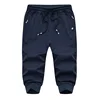 Men's Knitted Sports Pants Cotton Leisure Athletic Seven-cent Pants 3/4 Cropped Trousers Running Pants Men Fitness Sweatpants 3