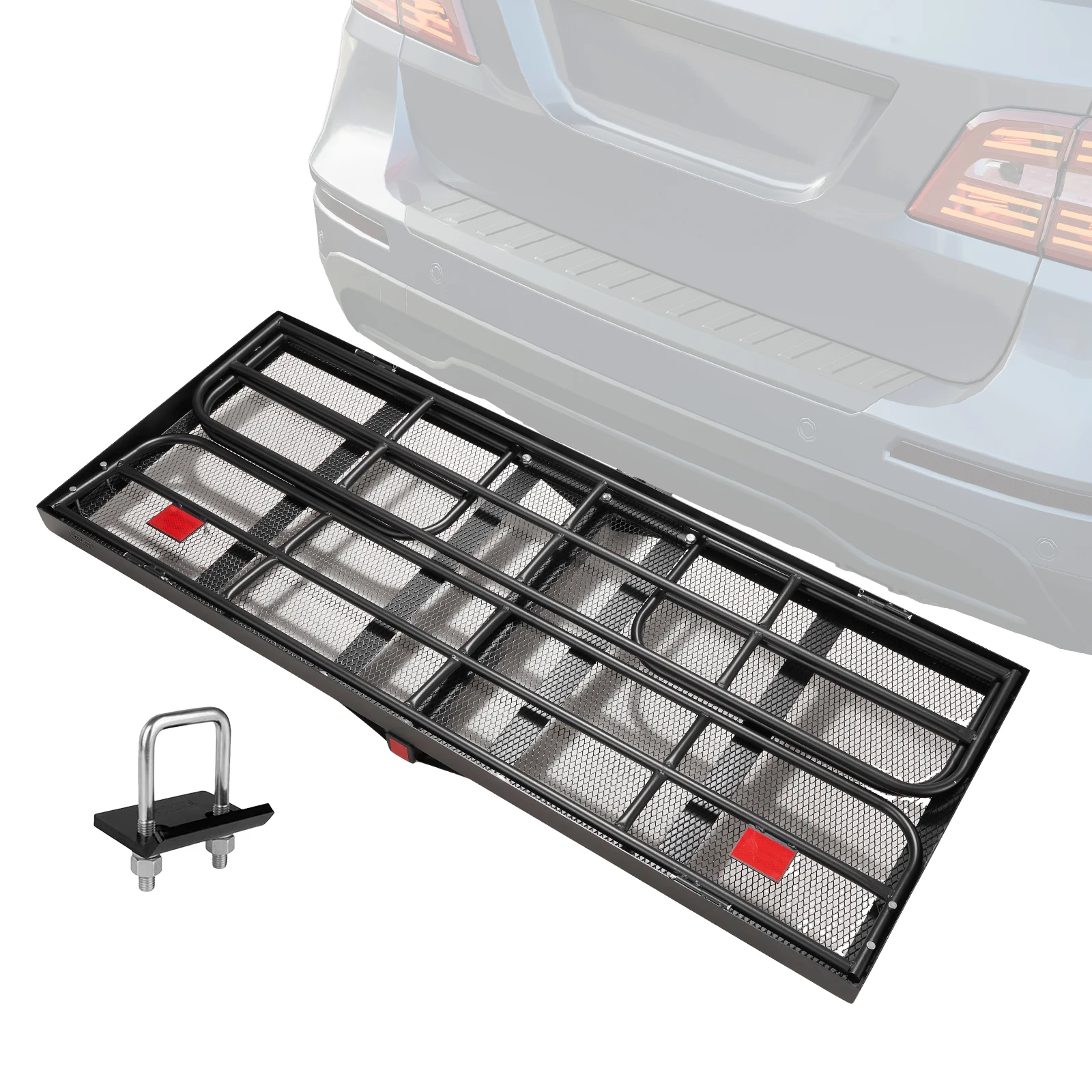 Togarhow Porte-bagages D'attelage Avec Rampe – Rampe De Transport Pliable En Acier Robuste Capacite De 2268 Kg Pour Voiture Camion Vus Camping Car