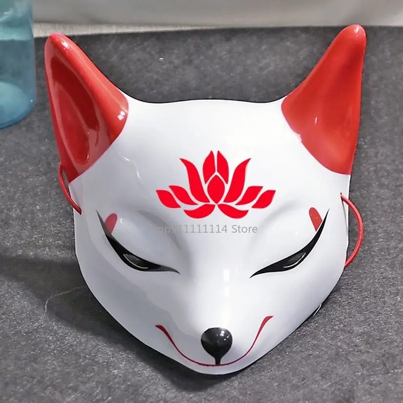 

Japanese Hand Painted Fox Mask Half Face Cosplay Costumes Unisex Props Animal Party Masquerade Halloween Party Accessories Props