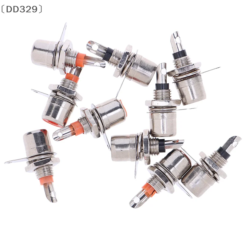 〔DD329〕 10 Pcs Nickel Plated RCA Phono Chassis Panel Mount Female Socket Adapter Parts Red+Black