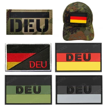Germany DEU PVC Rubber Patches Infrared Reflective Deutschland Embroidery Patch German Flags Appliques Tactical Decorative Badge