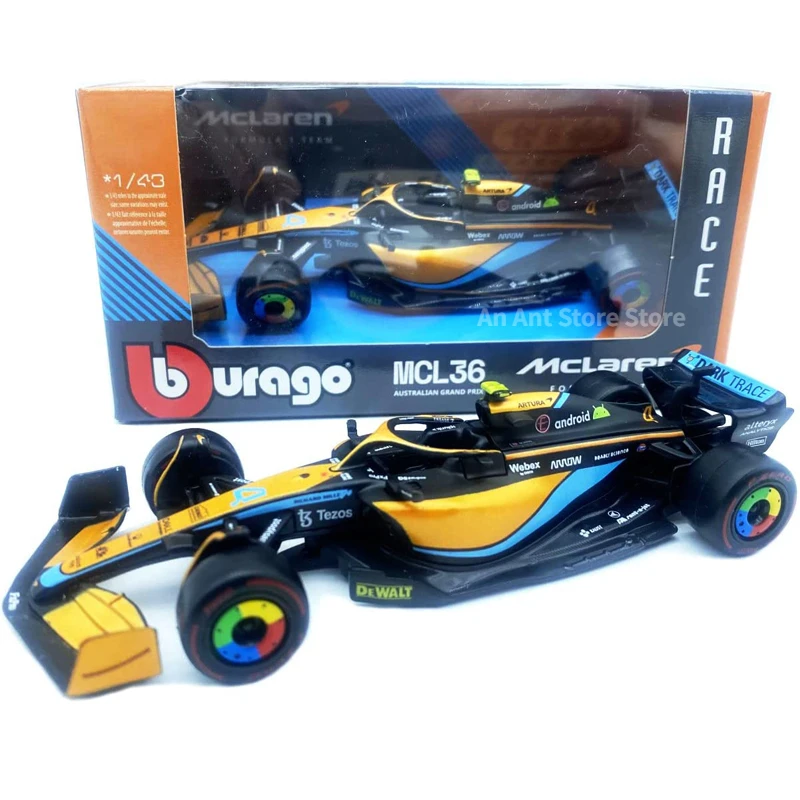 thumbnail image 2 of Xiangtat Bburago 1:43 Scale 2022 F1 MCL36 Model - Daniel Ricciardo & Lando Norris Diecast Cars 2 of 9