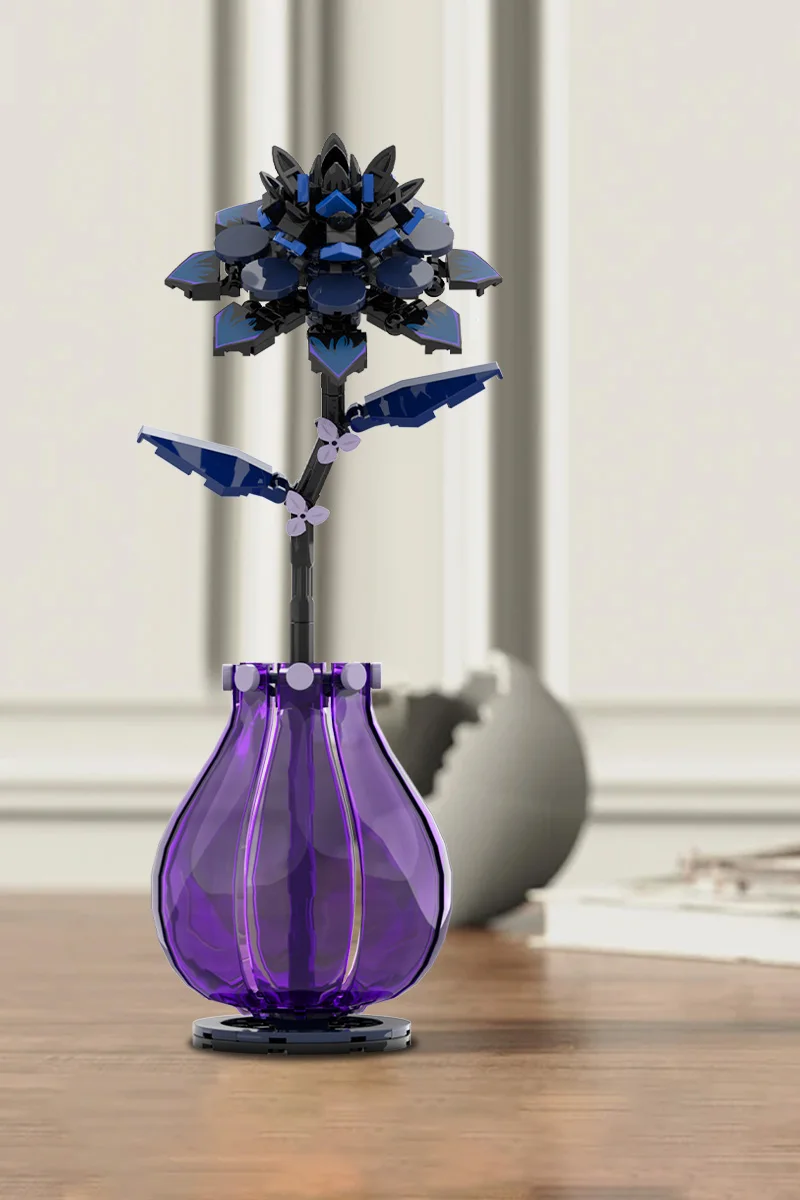 MOC Dahlie Blume Modell Bausteine Tianzhu Pfingstrose Pflanze Romantische Blume Ziegel Spielzeug DIY Kreative Bouquet Hause Dekoration Geschenk – Detail 1