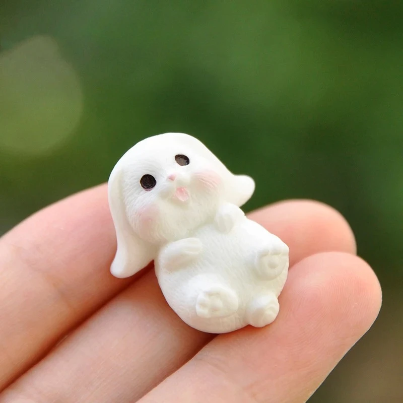 Sculptures and Figurines Miniature Cute Animal Rabbits Micro Landscape Ornaments For Decoration Home Room Decor Accessories