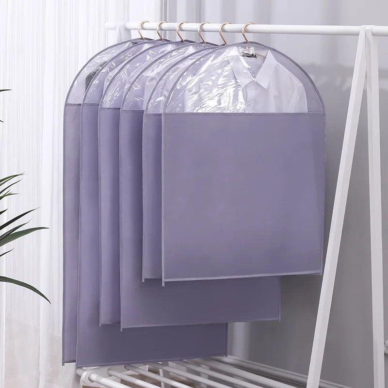 

5 Pcs/lot Non Woven Fabric Suit Storage Bag Thickened Bottom Opening Clothing Dust Cover Household Hanging Dust-proof Bag