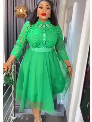 Plus Size African Party Dresses for Women 3 PCS Set Tops and Skirts Suits Elegant Turkey Wedding Gowns Ankara Lace Outfits Robe