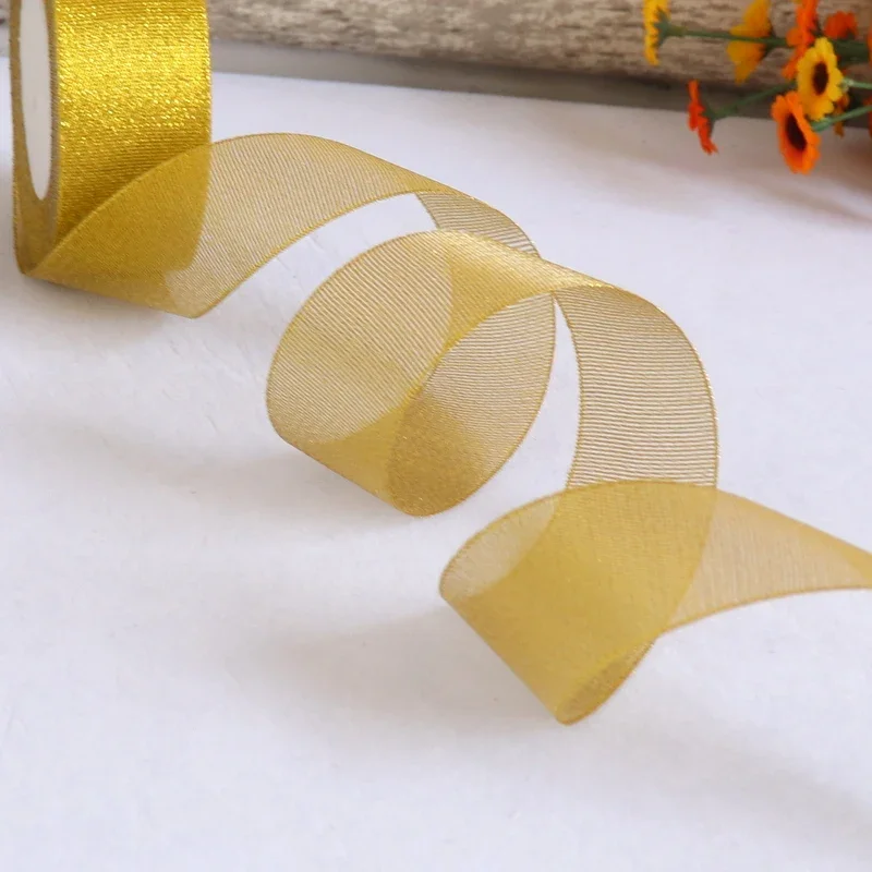25Yards/roll DIY Material Silver Gold Glitter Silk Satin Party Home Wedding Decoration Gift Wrapping Christmas Halloween