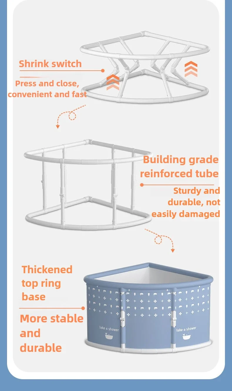 Bathtub Household One-click Folding Installation-free Bath Bucket Adult Bath Bucket Portable Children's Triangular Bath Bucket 6