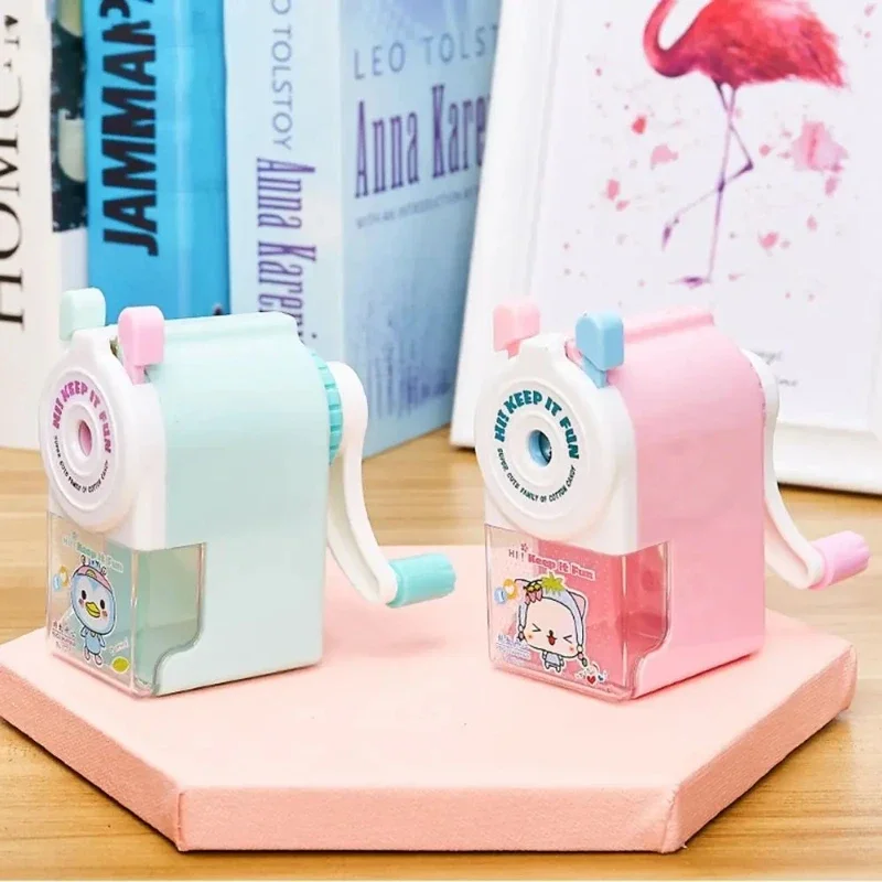 Cute Cartoon Animal Pencil Sharpener - Hand-Cranked Mechanical Tool, Anti-Sticking Lead, Auto-Lead Feed, Ideal School Supply & K