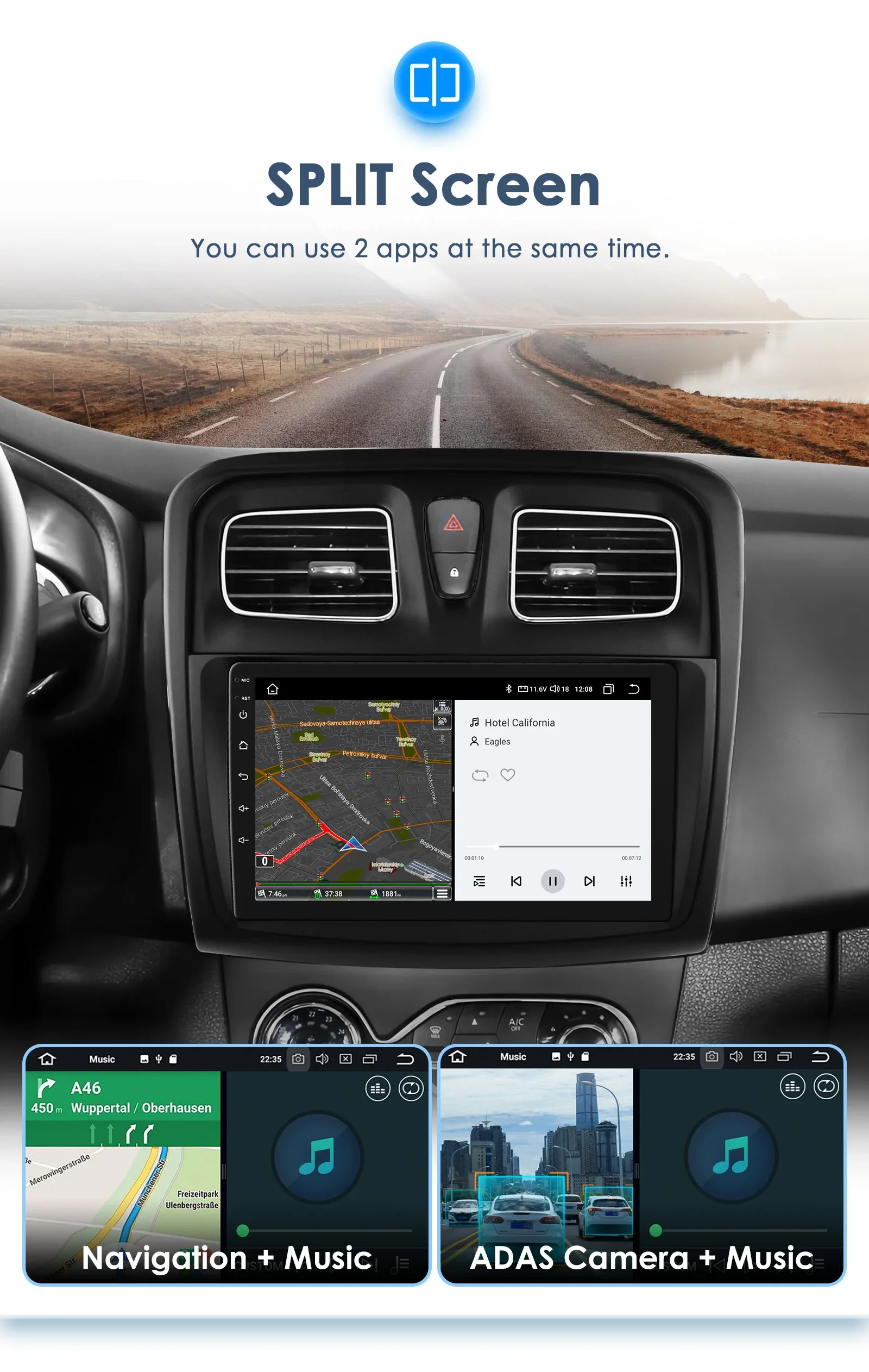 Hizpo 2Din Android 14 Auto Multimedia-Player Für Renault Logan 2 Sandero 2 GPS Carplay 4G AI Intelligente bildschirm Autoradio 360Cam – Detail 27