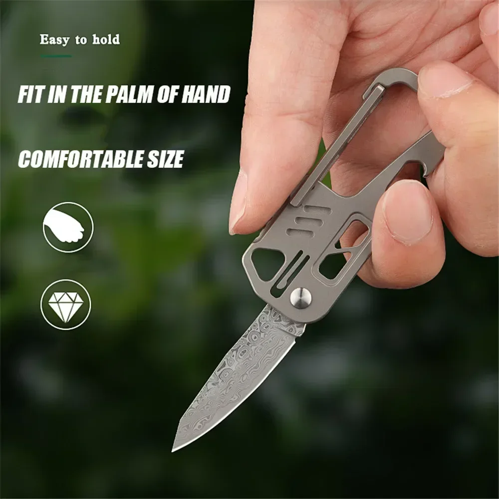 티타늄 합금 다마스커스 오프너 금속 키체인 버클, 자동차 키 펜던트, EDC 야..