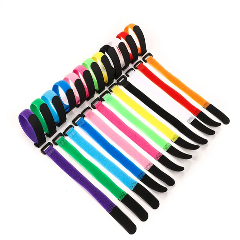Nylon Cable Ties Reverse Buckle Strap Reusable Self Adhesive Tape Fastener Hook Loop Fixed Strap Sticky 10Pcs 30cm long nylon cable ties