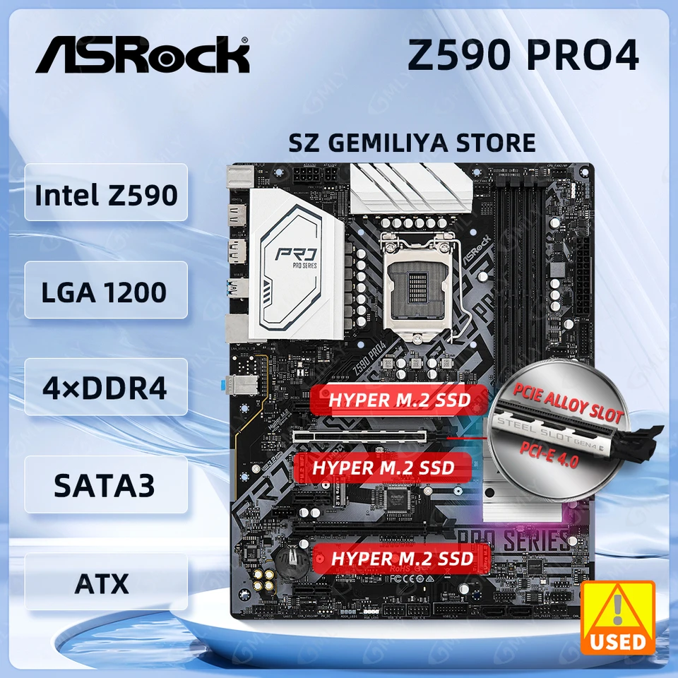 ASRock Z590 Pro4 Motherboard Z590 motherboard LGA 1200 for Intel